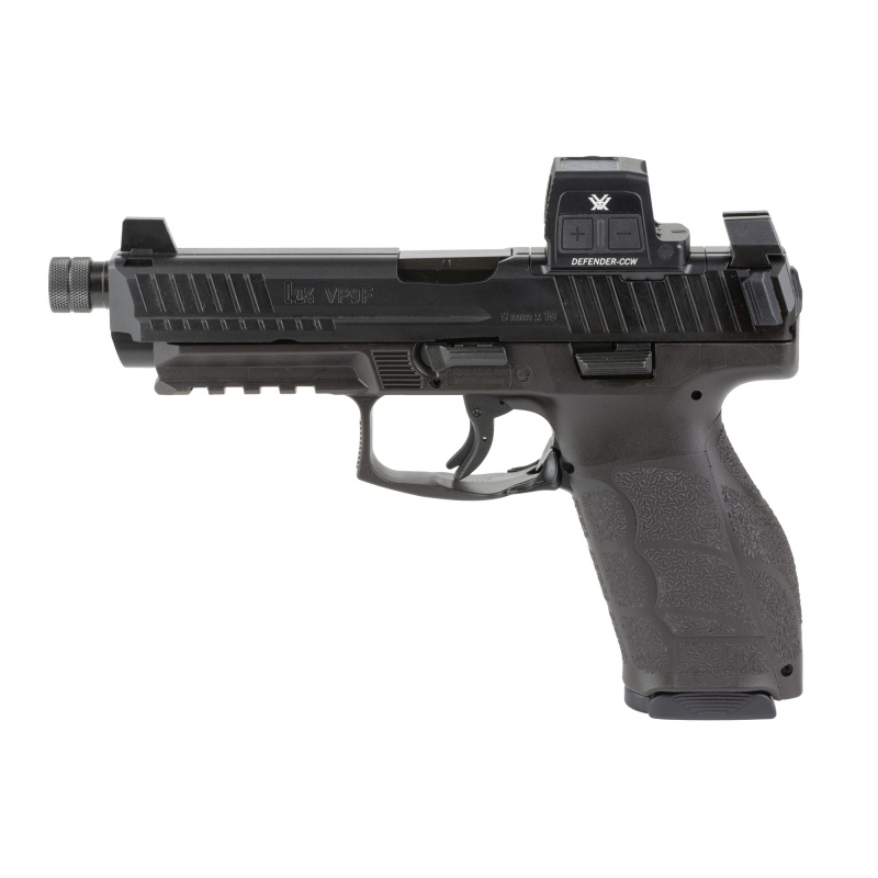 VP9A1 F Tactical, Semi-automatic, Striker Fired, Polymer Frame Pistol, Full Size, 9MM, 5.12" Threaded Barrel, Matte Finish, Black, Interchangeable Grips, Suppressor Height Sights, Blacked Out Serrated Front and Rear Sights, Trigger Safety, 10 Rounds, 2 M
