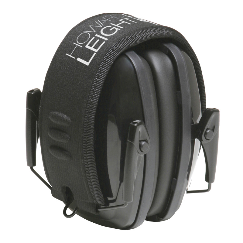 Leightning LOF Ultra Slimline Earmuff Black Headband with Black Earcups