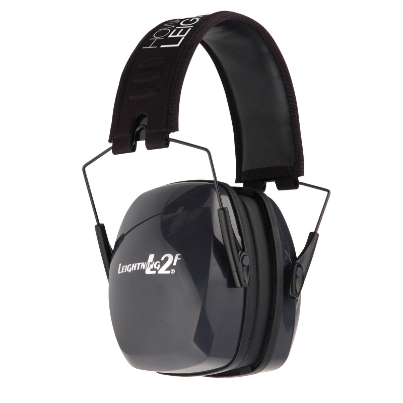 Leightning L2F Folding Earmuff Black Headband with Charcoal Gray Earcups