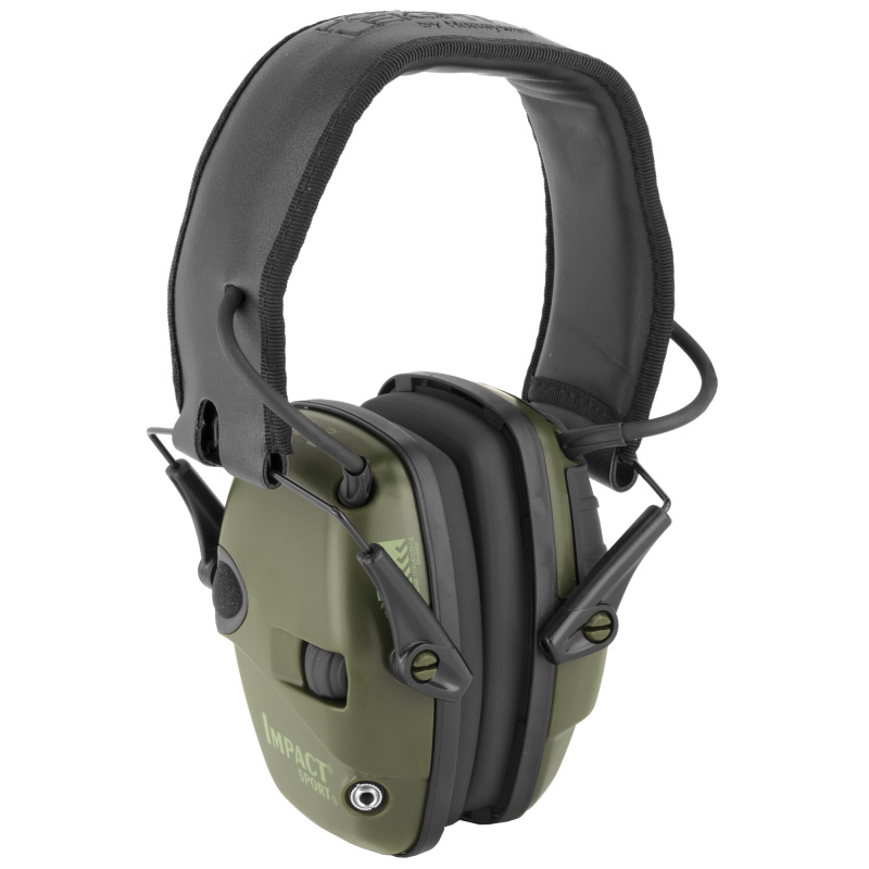 Impact Sport Folding Electronic Earmuff Hunter Green Earcups