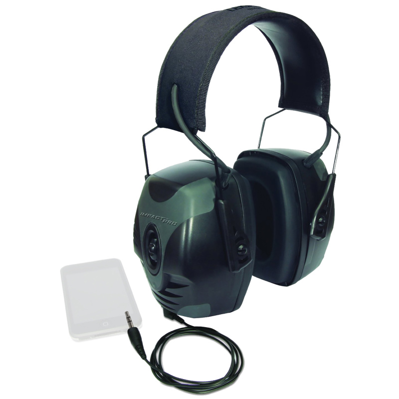 Impact Pro Electronic Muff Black Headband With Black/Gray Earcups