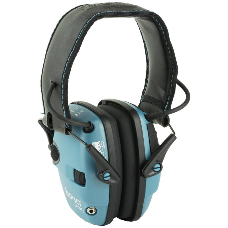 Impact Sport Folding Electronic Earmuff Teal Earcups