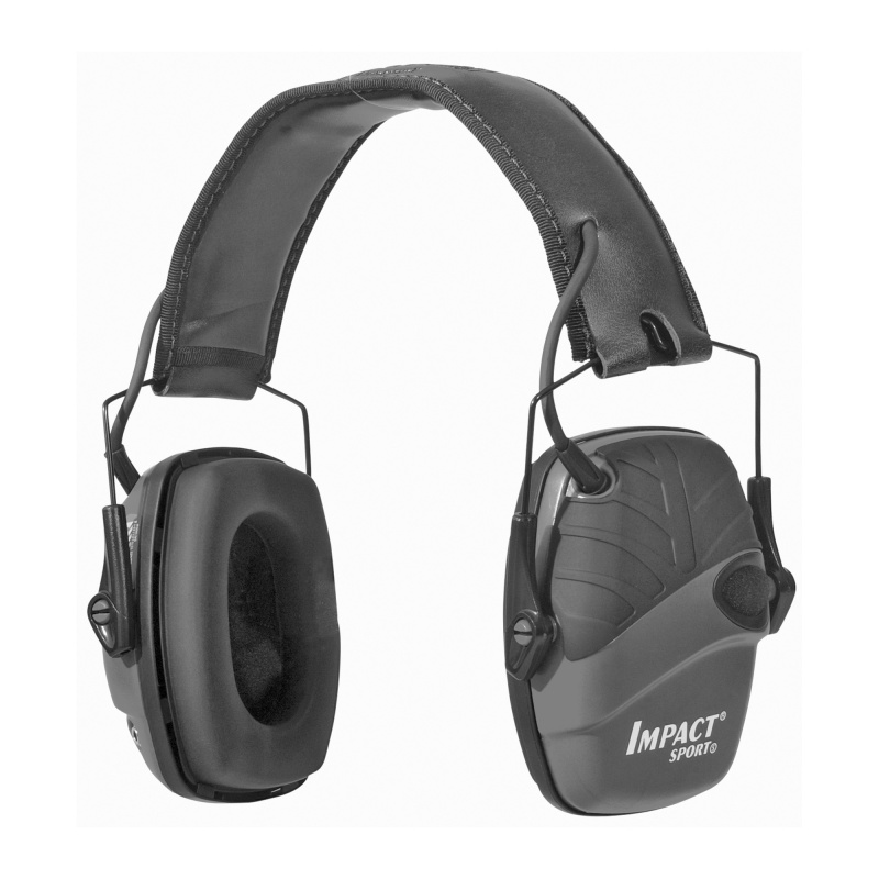 Impact Sport Folding Electronic Earmuff Black Earcups Deluxe Headband