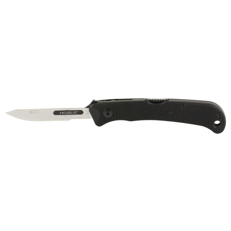 Expel, Folding Knife, 416 Stainless Steel, Plain Edge, 2.5" Blade, Black G-10 Handle, Silver Blade, Includes (3) #60 and (2) #70 Blades 35836