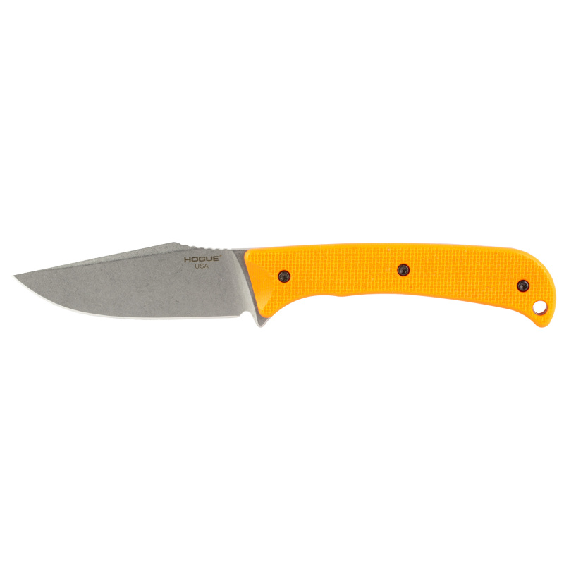 Extrak, Fixed Blade Knife, CPM MagnaCut Steel, Plain Edge, 3.3" Clip Point Blade, Stone Tumbled Finish, Orange G-10 Handle, Silver Blade, Includes Sheath 35860