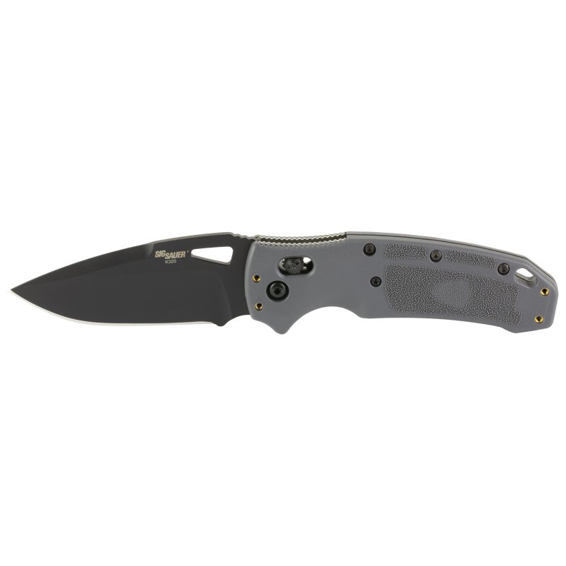 SIG K320 Tactical, Folding Knife, Cerakote Finish, Gray, Drop Point Blade, 3.5" Blade Length, CPM-S30V Blade Length, CPM-S30V Blade Steel, Plain Edge, ABLE Lock 36372