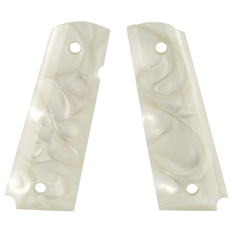 Grip, Fits Colt Government, Polymer, White Pearlized, Ambidextrous Safety Cut 45318
