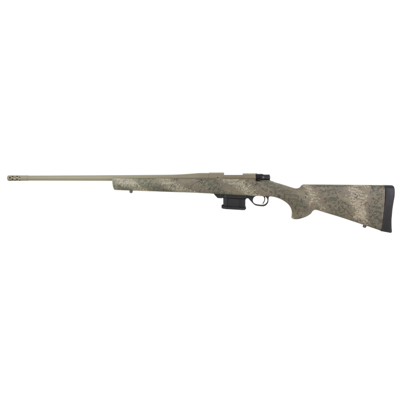 1500 Fence Line, Bolt Action Rifle, 22 ARC, 22" Threaded Barrel, Prairie Reaper Camo HTI Synthetic Stock, Flat Dark Earth Barrel and Action, 5 Rounds HMFN22ARCPR