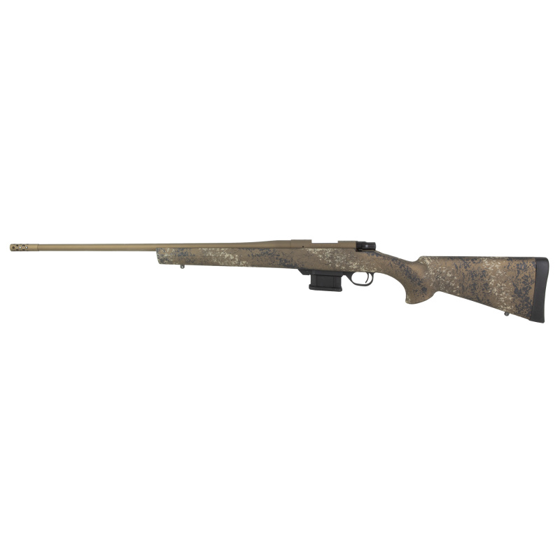 1500 Fence Line, Bolt Action Rifle, 6.5 Grendel, 22" Threaded Barrel, Scorched Earth Camo HTI Synthetic Stock, Burnt Bronze Barrel and Action, 5 Rounds HMFN65GRSE