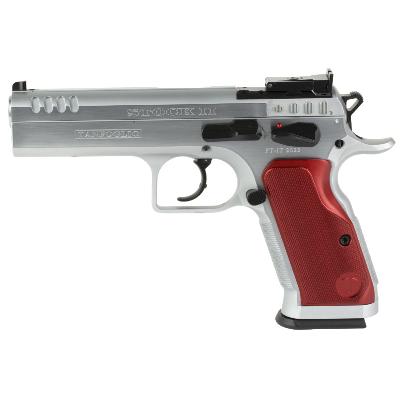 Stock II, Semi-automatic, DA/SA, Steel Frame Pistol, 9MM, 4.45" Barrel, Hard Chrome Finish, Silver, Aluminum Grips, Ambidextrous Safety, Adjustable Sights, Optics Ready, 17 Rounds TF-STOCK2-9OR