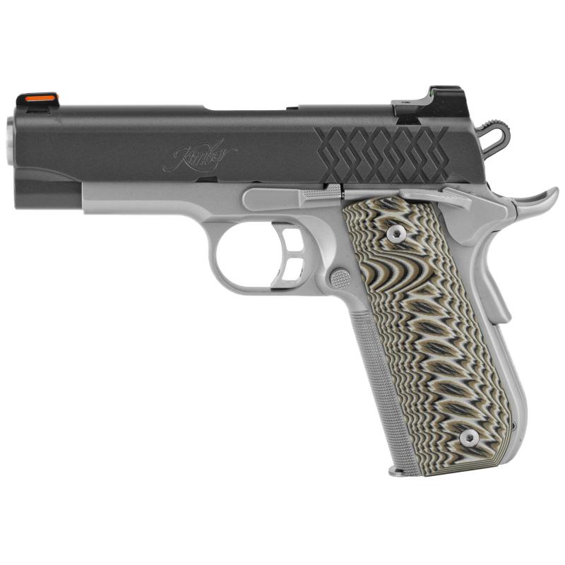 Aegis Elite Pro, 1911, Semi-automatic, Metal Frame Pistol, Compact, 45 ACP, 4" Barrel, Stainless Steel Match Grade Barrel, Stainless Steel, Satin Finish, Silver, G10 Grips, Fiber Optic Sights, Manual Safety, 8 Rounds, Right Hand 3000349