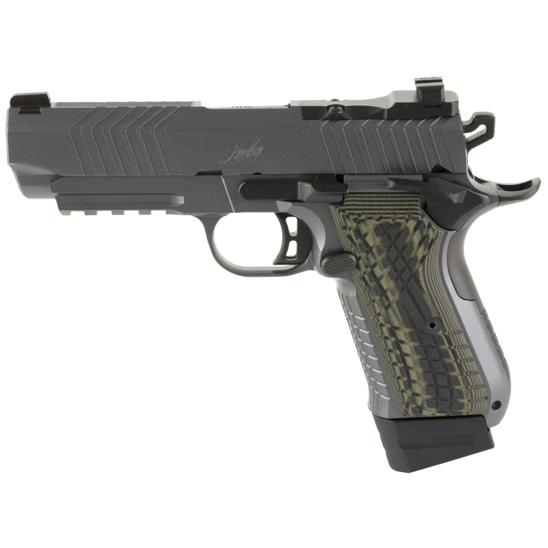 KDS9c | 9x19mm, 4" Barrel, Aluminum Frame, Optics Ready, Dark Gray, Aggressive OD Green Grips, 2 15 Rd Magazines, Optic Not Included