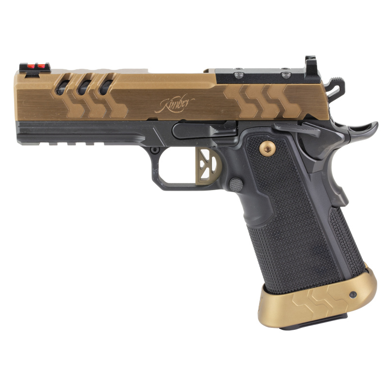 2K11 PRO, Semi-automatic, 1911, Full Size Pistol, 9MM, 4.25" Bull Barrel, PVD Finish, Coyote, Black DLC Barrel, Kevlar/Carbon Fiber Grips, Fixed Rear Sight, Fiber Optic Front Sight, Optics Ready, RMR Footprint, Ambidextrous Thumb Safety, 19 Rounds, 2 Mag