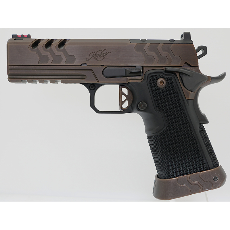 2K11 PRO Royal, Semi-automatic, 1911, Full Size, Steel Frame Pistol, 9MM, 4.25" Barrel, PVD Finish, Bronze, Black DLC Barrel, MJD Composite Grips, Fixed Rear Sight, Fiber Optic Front Sight, Optics Ready, RMR Footprint, Ambidextrous Thumb Safety, 10 Round