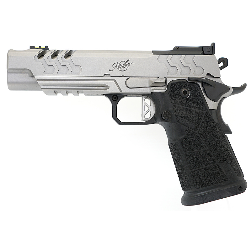 2K11 Target, Semi-automatic, 1911, Full Size, Steel Frame Pistol, 9MM, 5" Compensated Barrel, Matte Finish, Stainless Steel, Black Carbon Fiber Grips, Optics Ready, RMR Footprint, Fiber Optic Front Sight with Adjustable Rear Sight, Ambidextrous Thumb Saf