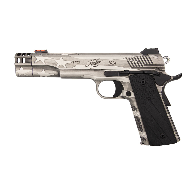 Independence, 1911, Semi-automatic, Full Size Pistol, 45 ACP, 5" Match Grade Barrel, Compensator, Stainless Steel, Cerakote Finish, Silver with Flag Theme Finish, G10 Grips, Hi-Viz Sights, 1 Magazine, 8 Rounds 3700840