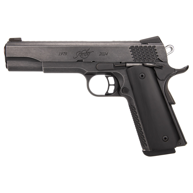 45TH Anniversary, Semi-automatic, 1911, Full Size, 45 ACP, 5" Barrel, Distressed Blued Finish, Black, Polished Buffalo Horn Grips, Manual Safety, Adjustable Sights, 8 Rounds, 2 Magazines 3700841