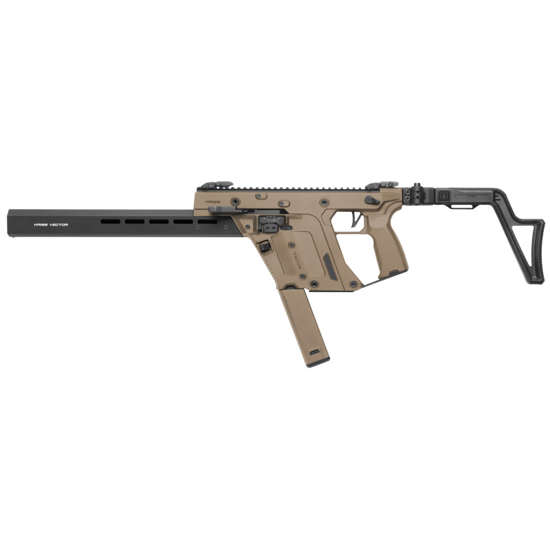 VECTOR CRB, Gen III, Semi-automatic Rifle, 9MM, 16" Threaded Barrel, 1/2X28 Thread Pitch, Matte Finish, Flat Dark Earth, Low-Profile Flip-Up Sights, 3-Position Adjustable Folding Stock, 1 Magazine, 40 Rounds KV90-3CFD00
