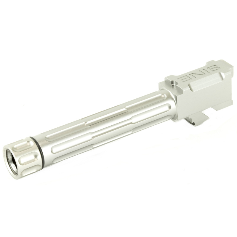 9INE, Barrel, 9MM, Stainless, Threaded Barrel, 1:10, Fluted, Fits Glock 19 01-GB-G19-TH-SS