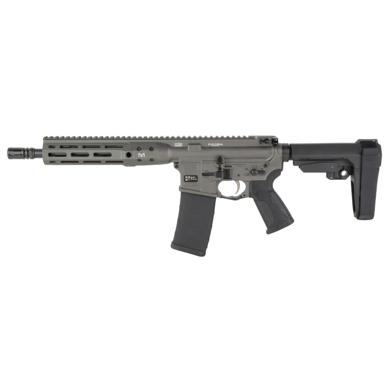 IC Direct Impingement Pistol, Semi-automatic, AR, 5.56NATO, 10.5" Barrel, Threaded 1/2X28, Anodized Finish, Tungsten Gray, SBA3 Pistol Brace, M-LOK Handguard, 30 Rounds, 1 Magazine ICDIP5TG10SBA3ML