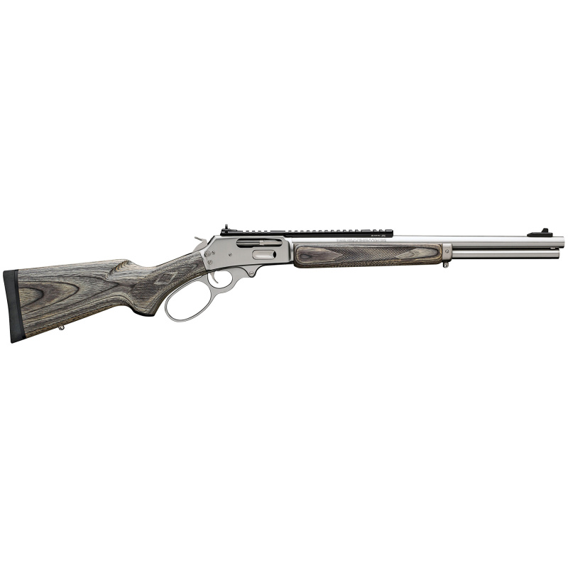 1895 SBL Lever Action Rifle, 45-70 Government, 19" Cold Hammer-Forged Stainless Steel Threaded Barrel, Polished Stainless Finish, Gray Laminate Stock, Fiber Optic Front Sight with Tritium Ring, Adjustable Ghost Ring Rear Aperture, Full-length Picatinny R