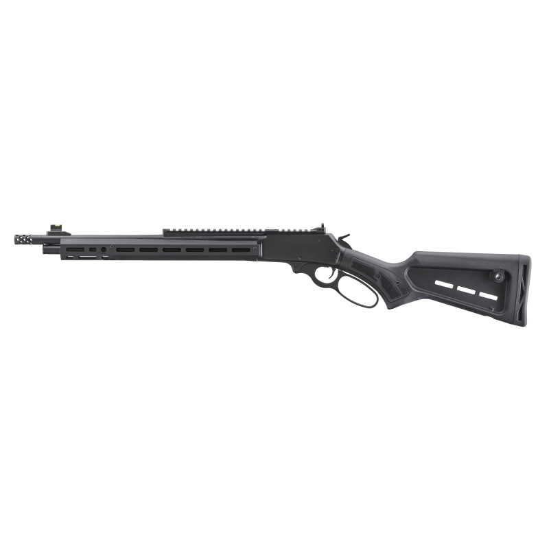 336 Dark Series, Lever Action Rifle, 30-30 Winchester, 16.17" Barrel, 5/8X24 Thread Pitch, Radial Muzzle Brake, Satin Finish, Black, Picatinny Rail, M-LOK Handguard, Fiber Optic Front Sight with Tritium Ring, Adjustable Ghost Ring Rear Sight, Mid-Size Le