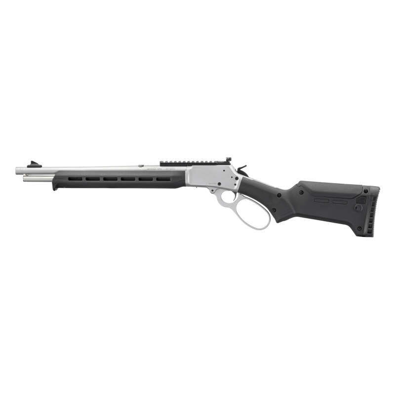 1894 Trapper, Lever Action Rifle, 10MM, 16.17" Threaded Barrel, 5/8X24 Thread Pitch, Matte Stainless Finish, Black Magpul ELG Stock and Forend, Skinner Sights, Blade Front and Adjustable Rear, 10 Rounds, Large Loop Lever, Cross-Bolt Safety 70928