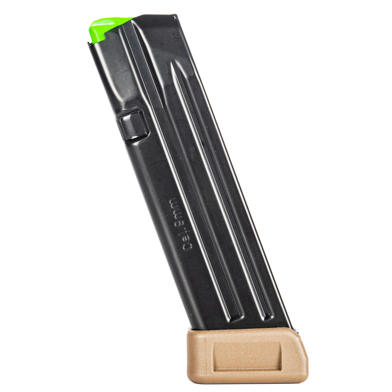 Magazine with Extension, 9MM, 20 Rounds, Fits GLOCK 17, Anti-Friction Coating, Black, Flat Dark Earth Extension MGG172005A