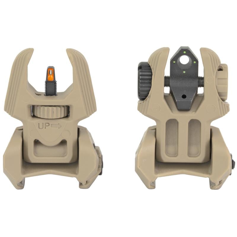 MEPRO FRBS - FLIP BACKUP SIGHTS 4 DOT REAR  /  ORANGE HYPER BRIGHT FRONT  - DESERT