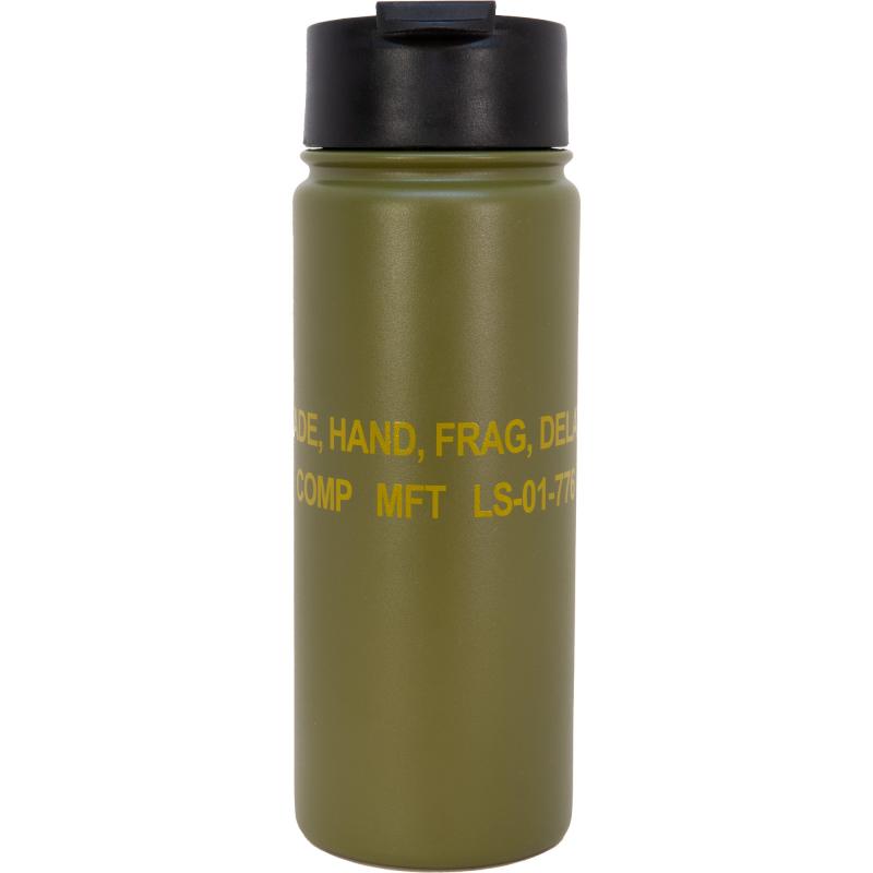 Mission First Tactical, M67 Drinkware, Frag Flip Top Tumbler, 16 oz, Green DM67-16
