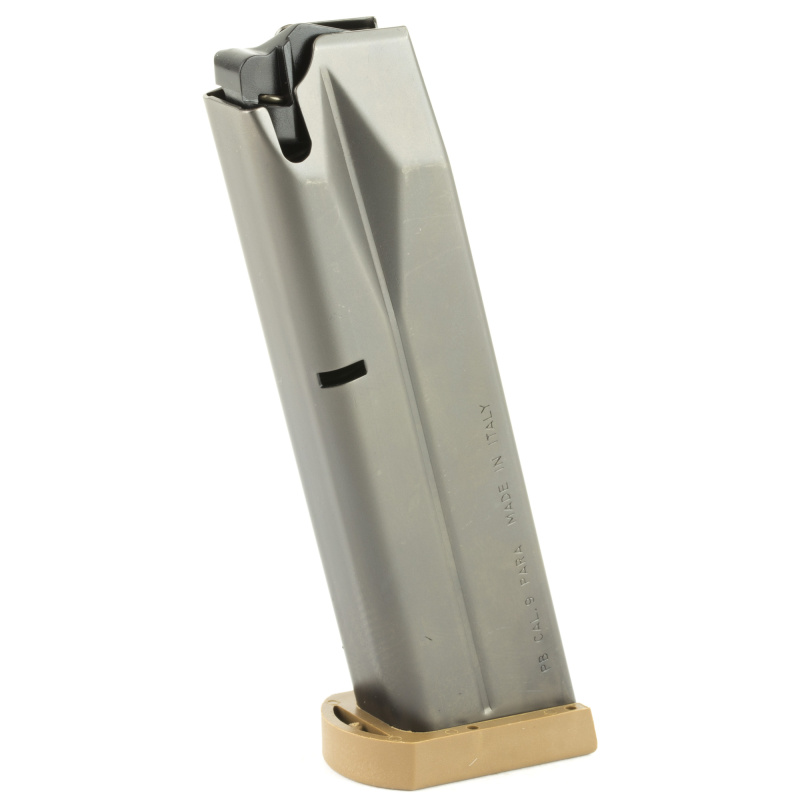 Magazine, Fits, 92SB, 92F, 92FS, 92A1, M9, M9A1, 90 Two - Billennium, Vertec, Brigadier, Centurion, Elite, And CX4 9mm Carbine With 92 Series Magazine Adaptors, Sand Finish, 17 Rounds JMM9A317