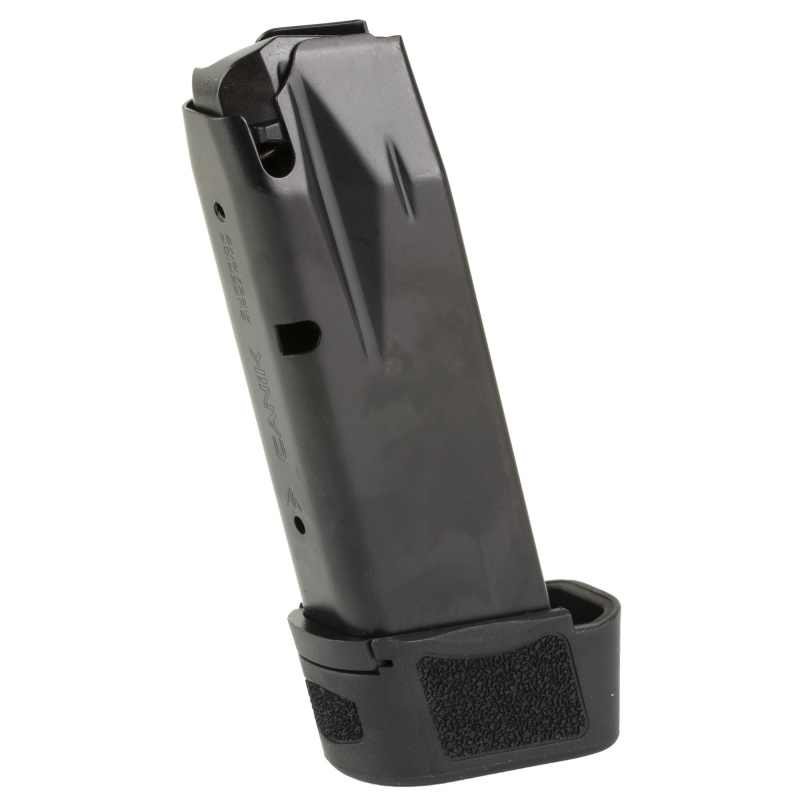 MC9 Magazine, 9MM, 15 Rounds, Fits Canik MC9, Matte Finish, Black, Includes Black Full Grip Extension MA2276