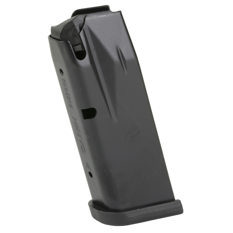 MC9 Magazine, 9MM, 12 Rounds, Fits Canik MC9, Matte Finish, Black, Includes Black Finger Rest Baseplate and Flush Baseplate MA2277