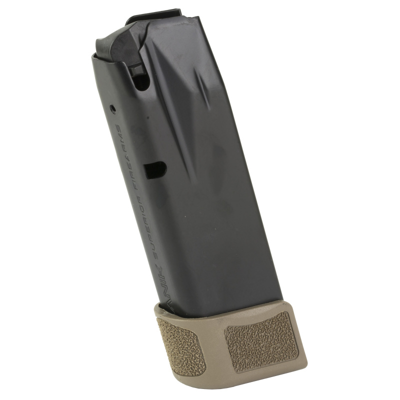 MC9 Magazine, 9MM, 15 Rounds, Fits Canik MC9, Matte Finish, Black, Includes Flat Dark Earth Extension MA2278D