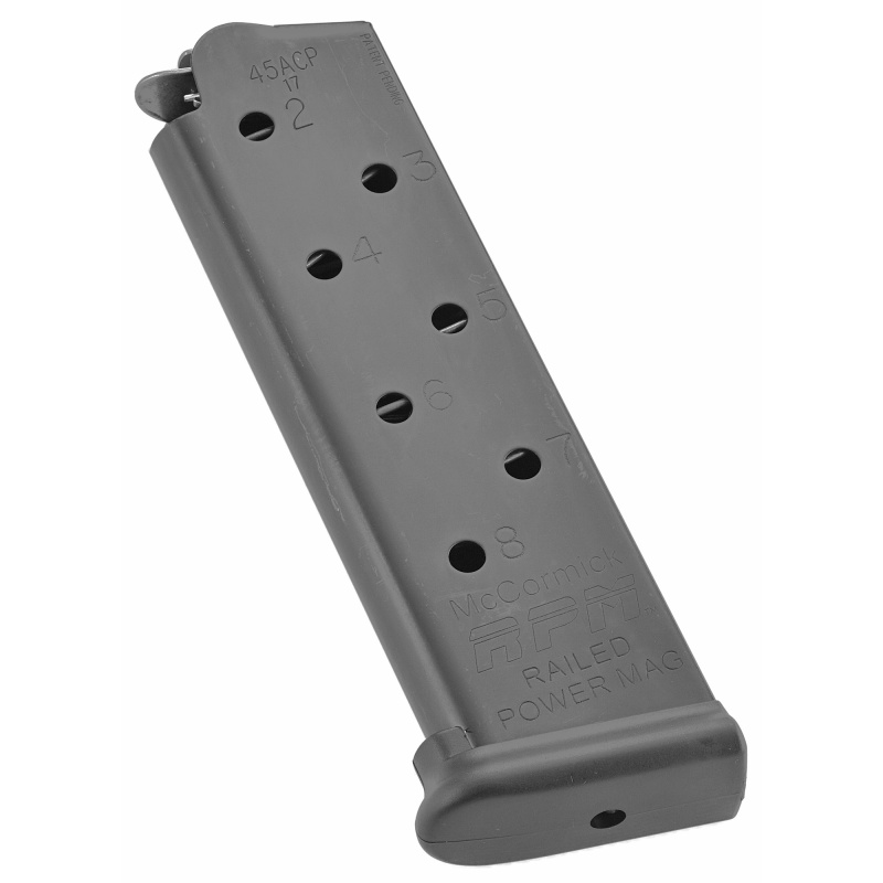 Magazine, Railed Power Mag (RPM), 45ACP, 8 Rounds, Fits 1911, Stainless, Black M-RPM-45FS8-B