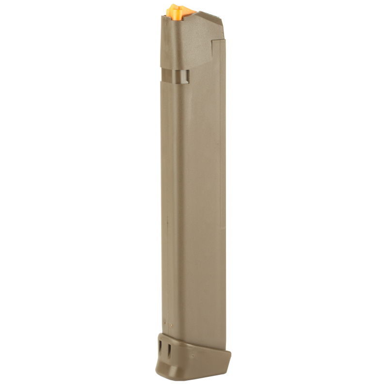 Glock 33rd Extended Mag | 9mm, FDE Finish, Orange Follower 47463