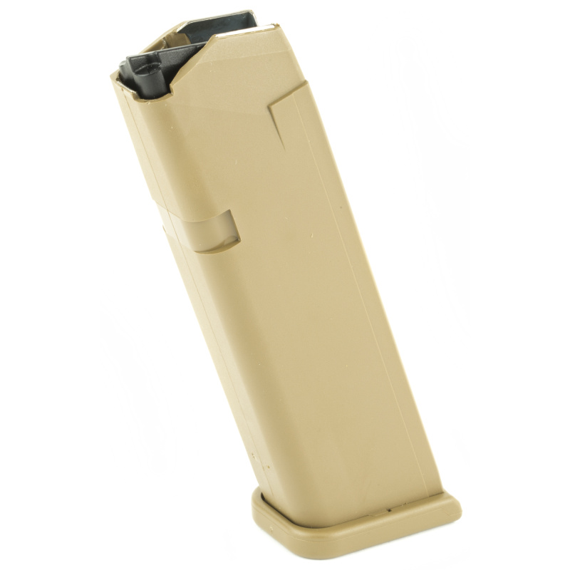 OEM Magazine, 9MM, 17Rd, Coyote Brown Finish, Fits All Generations of Glock 17/19X/34, Cardboard Style Packaging 47487