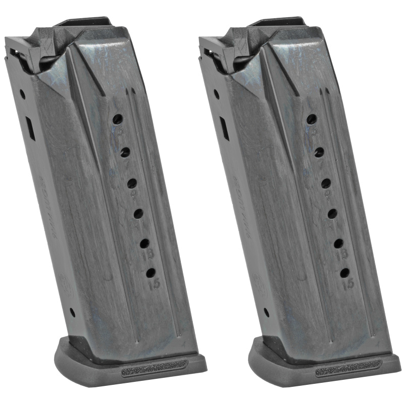 (2)Magazines, 9MM, 15Rd, Black, Fits Ruger Security-9 90684