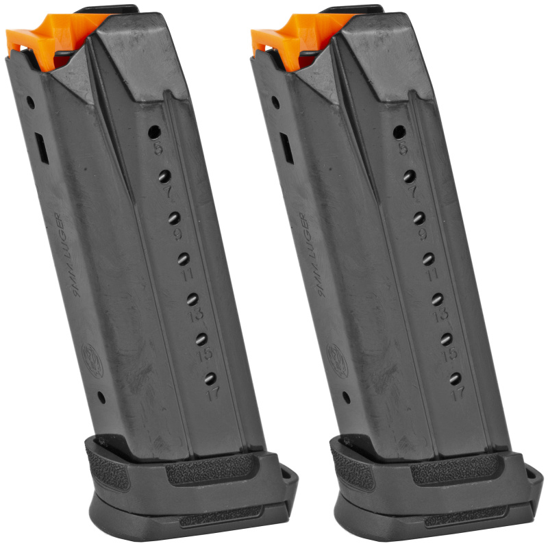 Magazines, 9MM, 17 Rounds, Fits Ruger Security-9, Steel, Black, 2 Pack 90691