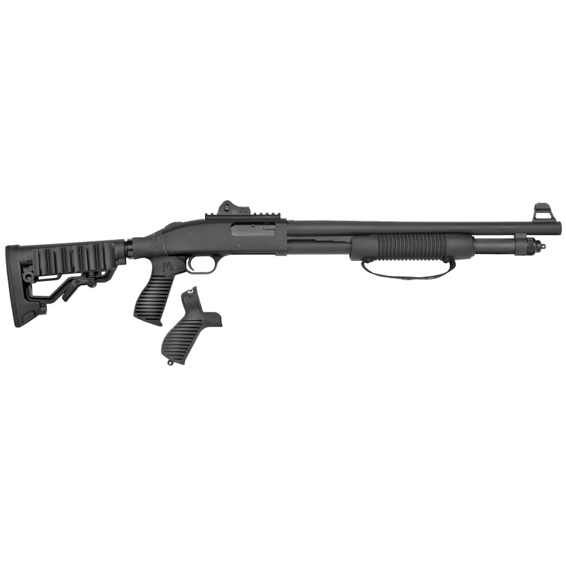590, SPX, Pump Action, 12 Gauge, 3" Chamber, 18.5" Cylinder Barrel, Blue Finish, Flex Rear End with Adjustable Stock and Pistol Grip, Picatinny Rail, 7Rd, LPA Ghost Ring Rear - Winged Fiber Optic Front Sights, Corn Cob Forend with Strap 50696
