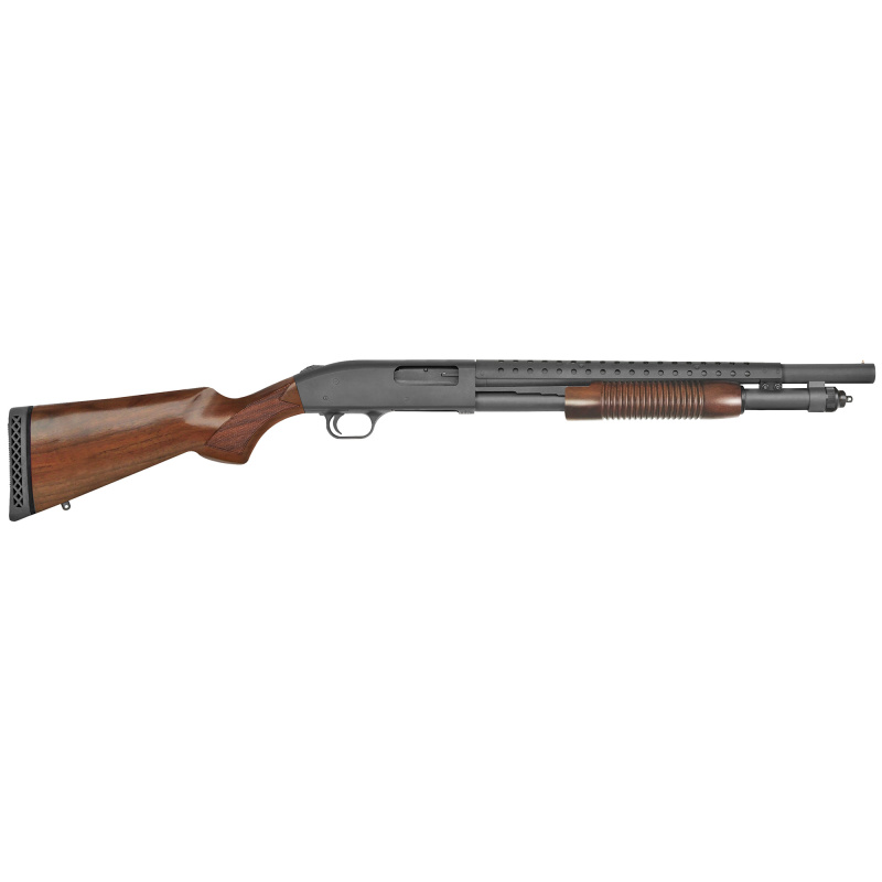 590, Retrograde, Pump Action, 12 Gauge, 3" Chamber, 18.5" Heavy Barrel, Blue Finish, Wood Stock, Ambidextrous, 7Rd, Bead Sight 52151