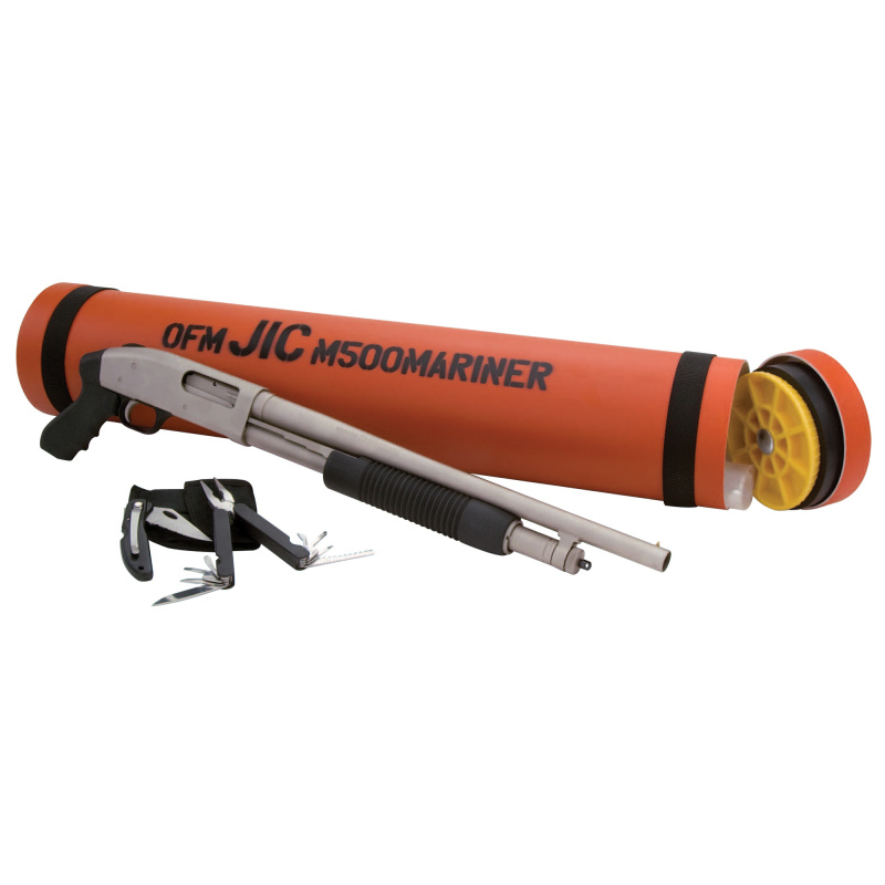 Just In Case Model 500 Mariner 12 Gauge 18.5 Inch Barrel Marinecote Finish 3 Inch Chamber With Multi-Tool And Knife All In A Waterproof Carrying Tube 5 Round