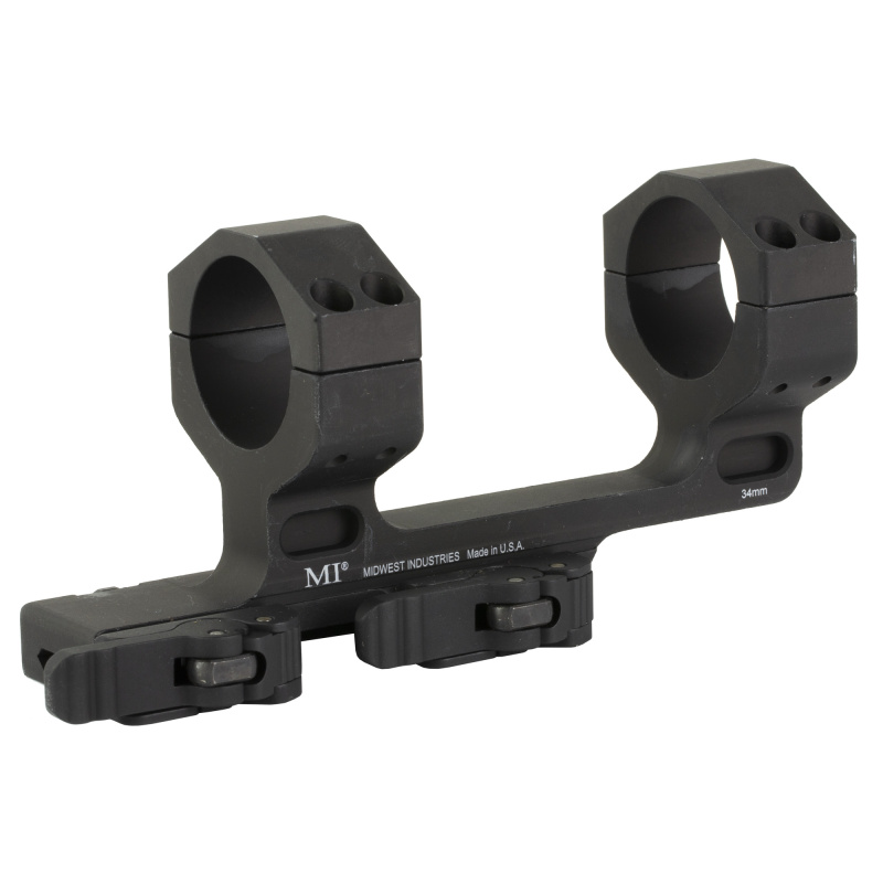 Scope Mount, 34mm, Quick Detach Mount, 1.93" Height With 1.5" Offset, Fits Picatinny, Anodized Finish, Black MI-QD34SMH