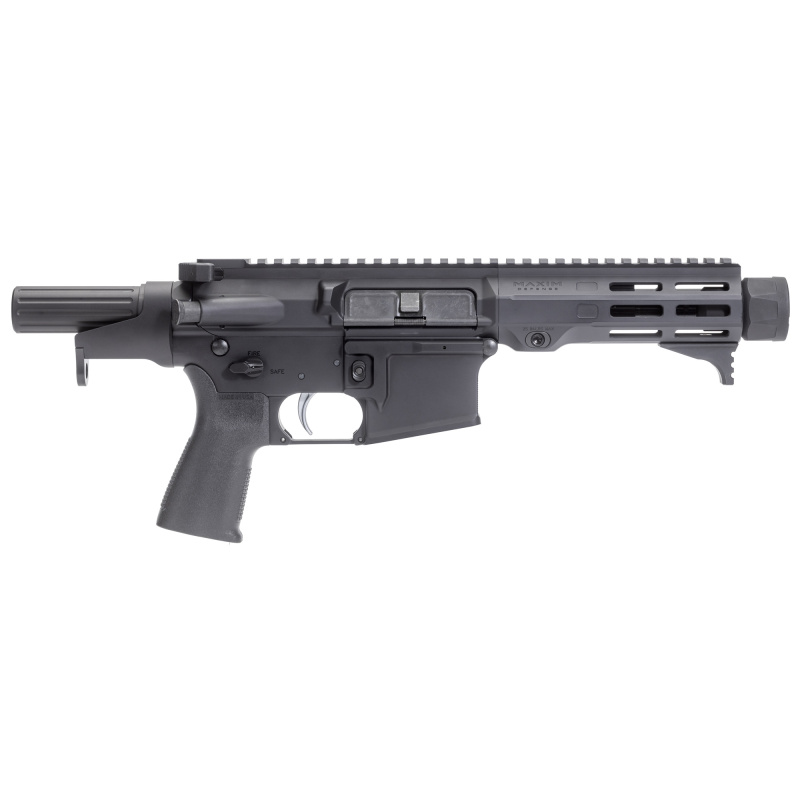 MD15, Semi-automatic, Pistol, 556NATO, 5.5" Barrel, Anodized Finish, Black, Maxim Defense HATEBRAKE, M-LOK Free Float Handguard, ALG Combat Trigger, Reptilia Grip, 20 Rounds, 1 Magazine MXM-48581