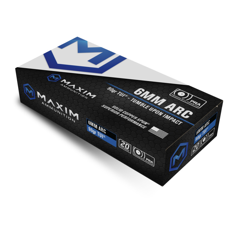 Precision Rifle Ammunition, 6MM ARC, 90 Grain, Match Grade Solid Copper, TUI (Tumble Upon Impact) Design, 20 Round Box MXM-49136