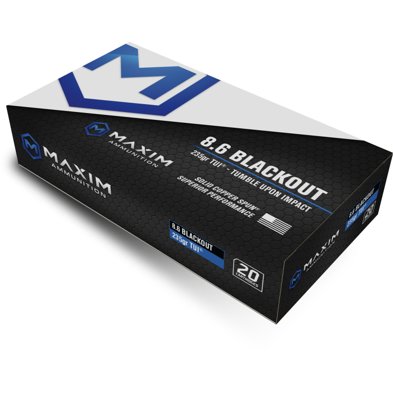 SBA Short Barrel Ammunition, 8.6 Blackout, 285 Grain, Match Grade Solid Copper, TUI (Tumble Upon Impact) Design, 20 Round Box MXM-49143
