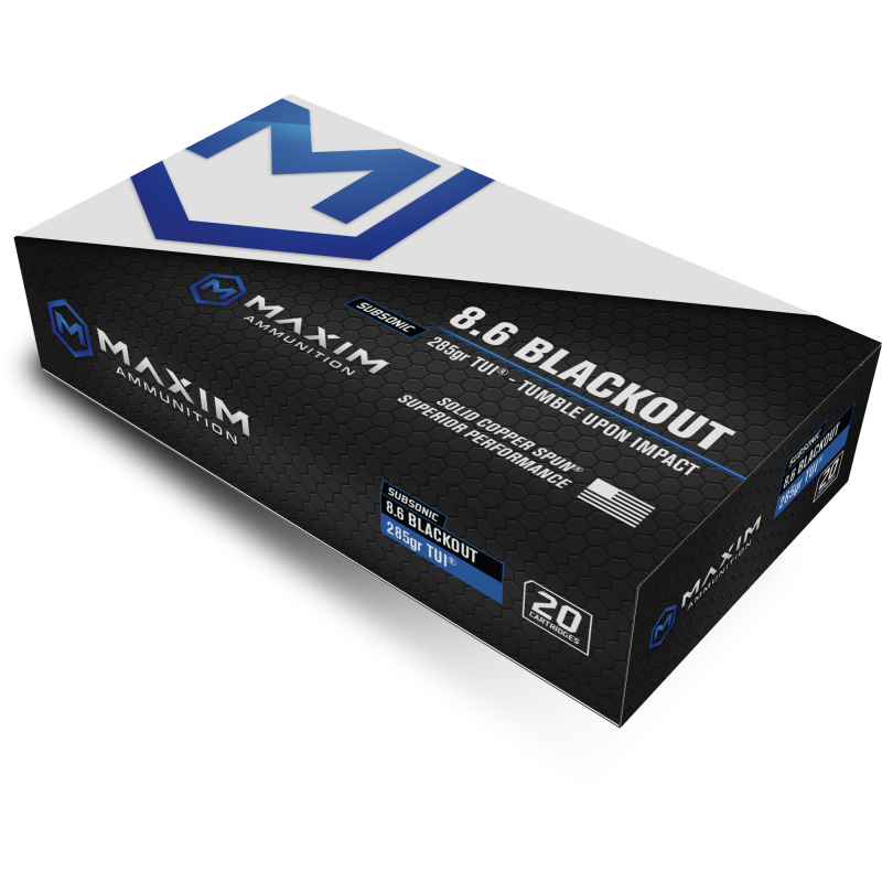 SBA Short Barrel Ammunition, 8.6 Blackout, 235 Grain, Match Grade Solid Copper, TUI (Tumble Upon Impact) Design, 20 Round Box MXM-49150