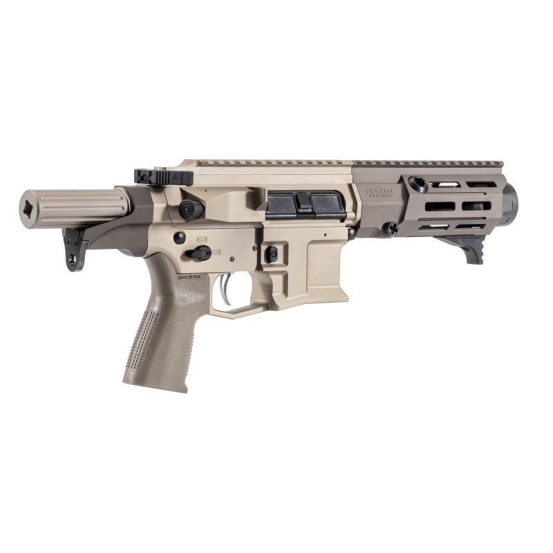 SPS 505 PDX, Semi-automatic Pistol, AR, 300BLK, 5.5" Barrel, Anodized Finish, Flat Dark Earth (Arid), M-Lok Compatible Handguard, HATEBRAKE Muzzle Brake, ALG Combat Trigger, SCW Pistol System, Manual Safety, 20 Rounds, 1 Magazine MXM-50822