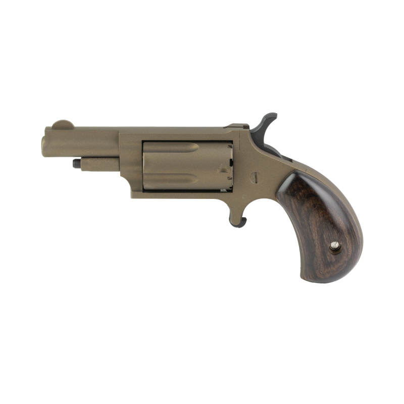 Bootlegger, Revolver, Single Action Only, 22 Magnum, 1.63" Barrel, Cerakote Finish, Burnt Bronze, Dark Walnut Birds Head Grips, Half-Moon Sight, 5 Rounds NAA-22M-BB