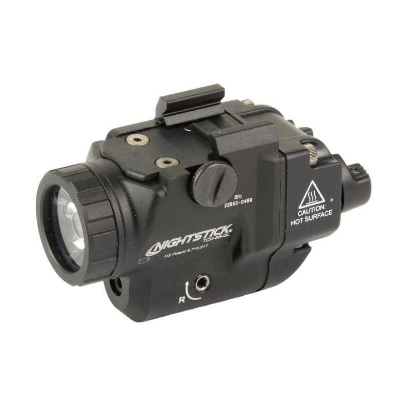 TCM-365-GL, Pistol Mounted Light/Laser Combo, Fits Short Rail Handguns, Anodized Finish, Black, 650 Lumens, 4,612 Candela, Green Visible Laser TCM-5B-GL